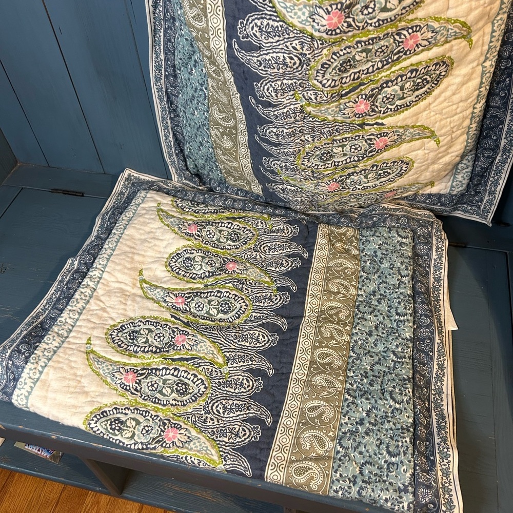Soft Surroundings Paisley Patterned Quilted Pillow Shams - King